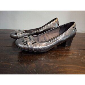 EUC LifeStride Metallic Gray Slip-on Pumps/Pre-owned, Sz. 7.5M